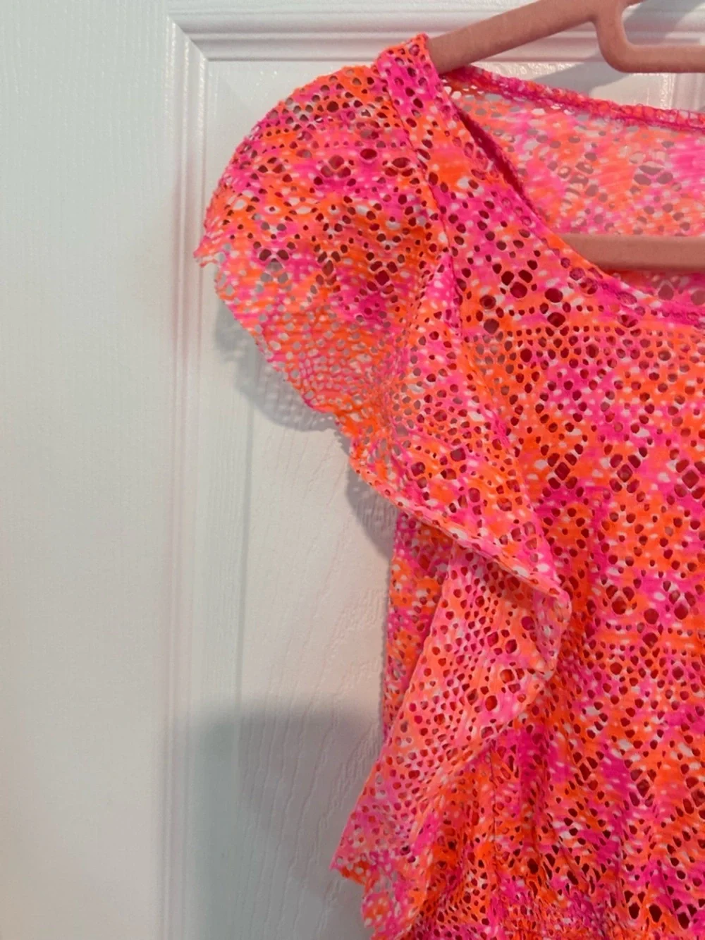 Justice Pink and Orange Girls Eyelet Swim Cover-Up. Size 8
